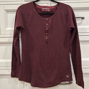 Eddie Bauer Women’s Thermal Henley long sleeve top size M
